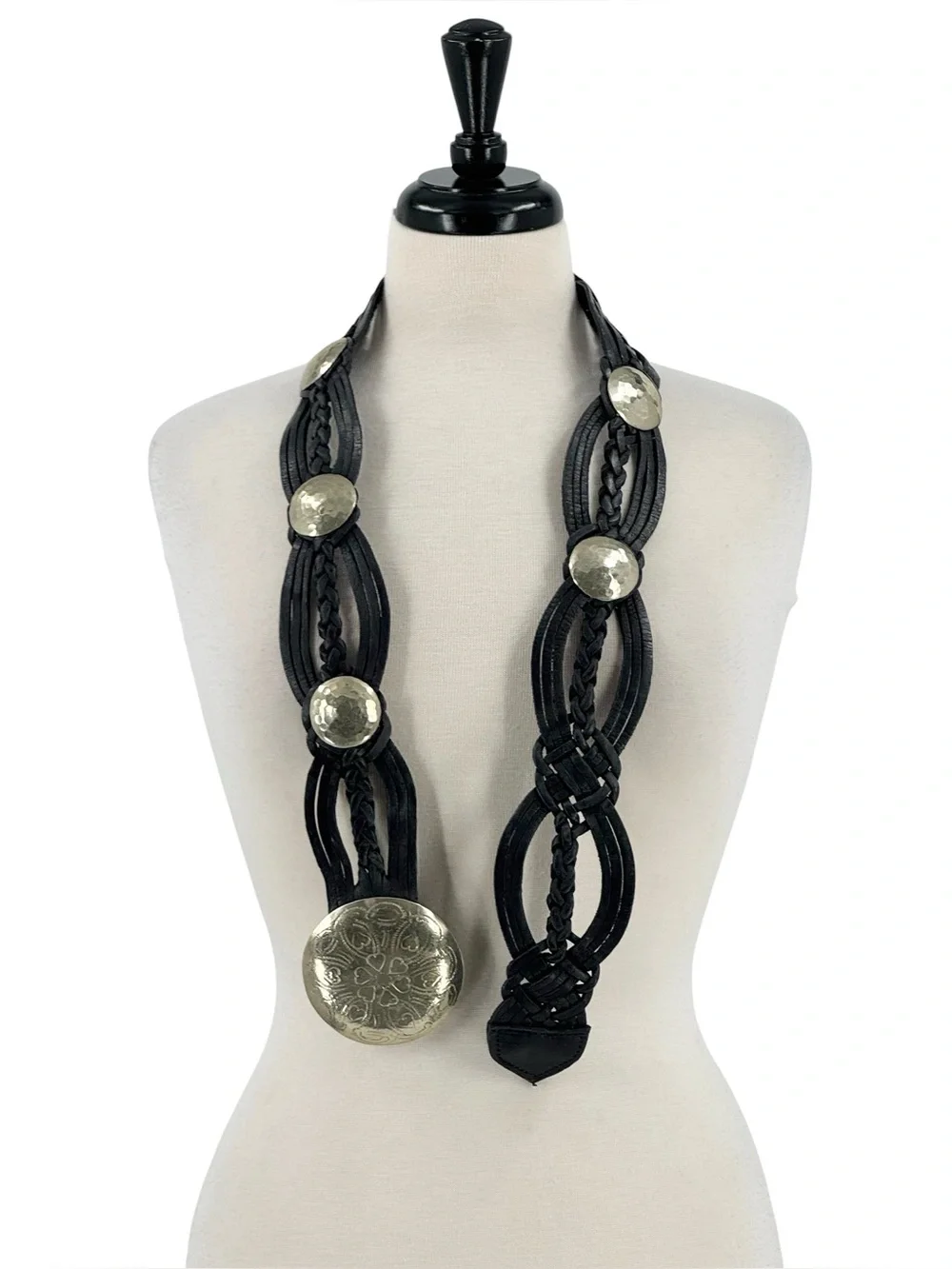 Vintage Woven Leather Concho Belt